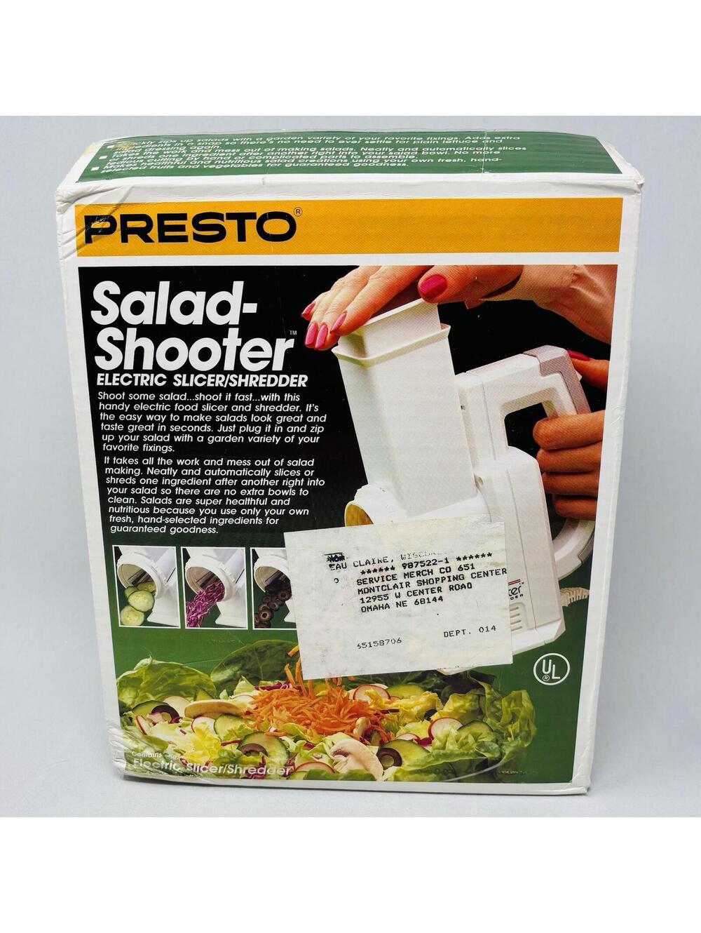 Presto Salad Shooter 02910 VTG 1988 Electric Handheld Food Slicer Shredder NIB